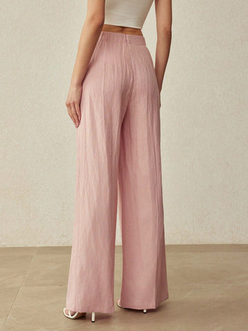 ELEGANT DECORATIVE BUTTON STRAIGHT LEG PANTS