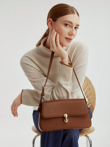 MOTF PREMIUM 1PC WOMEN ELEGANT SIMPLE SOLID COLOR COMMUTER FLAP SHOULDER BAG