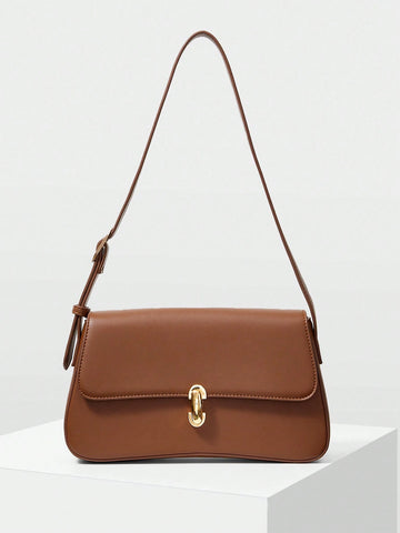 MOTF PREMIUM 1PC WOMEN ELEGANT SIMPLE SOLID COLOR COMMUTER FLAP SHOULDER BAG