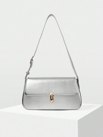 MOTF PREMIUM 1PC WOMEN ELEGANT SIMPLE SOLID COLOR COMMUTER FLAP SHOULDER BAG