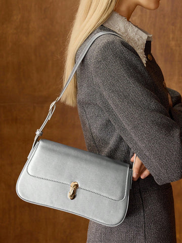 MOTF PREMIUM 1PC WOMEN ELEGANT SIMPLE SOLID COLOR COMMUTER FLAP SHOULDER BAG