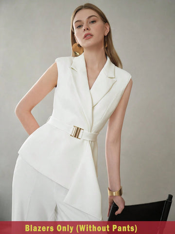MOTF PREMIUM SOLID PEAK COLLAR BELTED WAISTCOAT