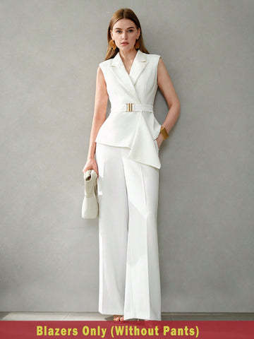 MOTF PREMIUM SOLID PEAK COLLAR BELTED WAISTCOAT
