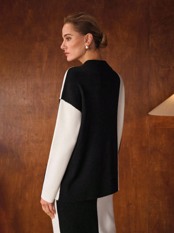 MOTF PREMIUM TWO TONE DROP SHOULDER OVERSIZE SWEATER