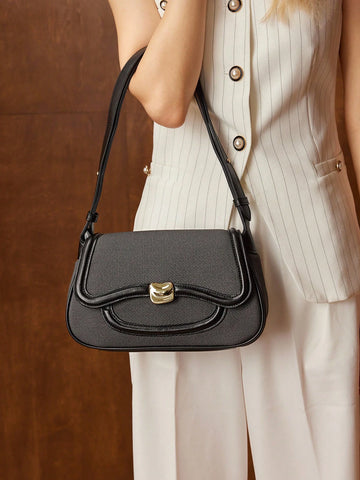 MOTF PREMIUM COLOR BLOCK TRIM SHOULDER BAG