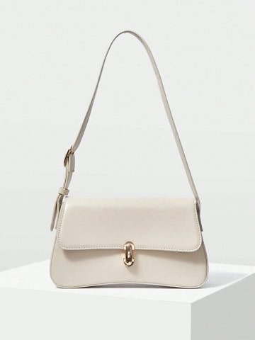 MOTF PREMIUM 1PC WOMEN ELEGANT SIMPLE SOLID COLOR COMMUTER FLAP SHOULDER BAG