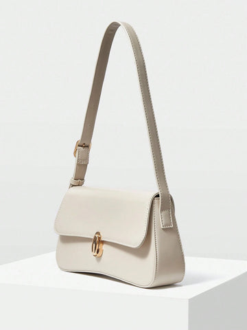 MOTF PREMIUM 1PC WOMEN ELEGANT SIMPLE SOLID COLOR COMMUTER FLAP SHOULDER BAG