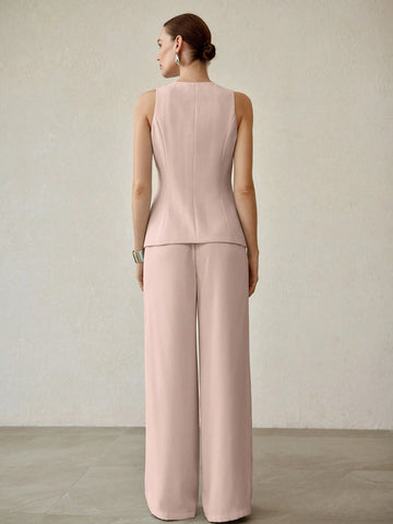 MOTF PREMIUM WOMEN'S SLEEVELESS SUIT VEST & SEAM FRONT PANTS