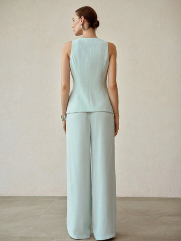 MOTF PREMIUM WOMEN'S SLEEVELESS SUIT VEST & SEAM FRONT PANTS