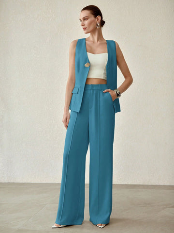 MOTF PREMIUM WOMEN'S SLEEVELESS SUIT VEST & SEAM FRONT PANTS