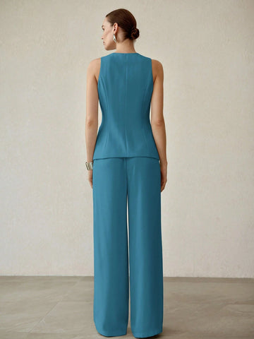 MOTF PREMIUM WOMEN'S SLEEVELESS SUIT VEST & SEAM FRONT PANTS
