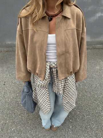 Women Casual Street Fashion Turndown Collar Jacket