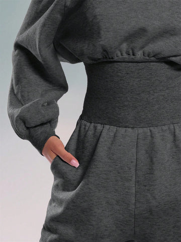 MUSERA Asymmetrical Shoulder Jogger Wide Leg Jumpsuit