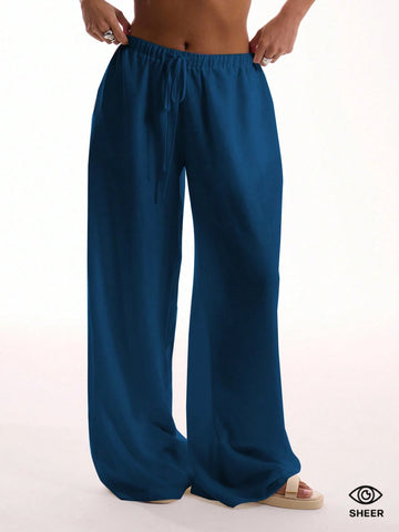 Textured Linen Feel Tie Waist Trouser