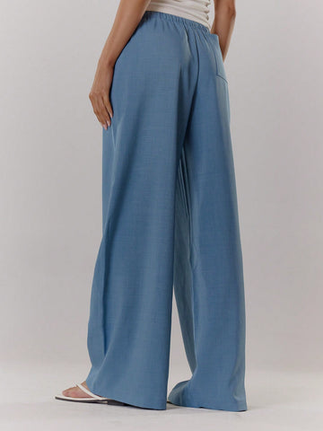 Textured Linen Feel Tie Waist Trouser