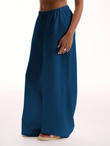 Textured Linen Feel Tie Waist Trouser