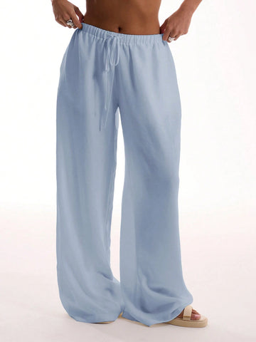 Textured Linen Feel Tie Waist Trouser