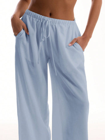 Textured Linen Feel Tie Waist Trouser