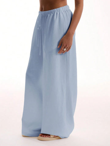Textured Linen Feel Tie Waist Trouser