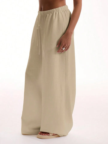 Textured Linen Feel Tie Waist Trouser