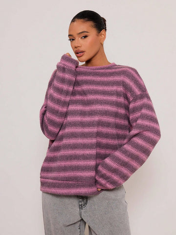 Oversized Crew Neck Striped Jumper Spring Casual Y2k 90's Stripe Oversized Sweater