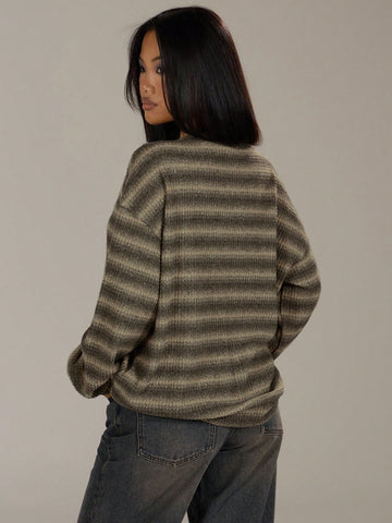 Oversized Crew Neck Striped Jumper Spring Casual Y2k 90's Stripe Oversized Sweater