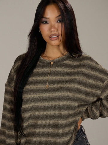 Oversized Crew Neck Striped Jumper Spring Casual Y2k 90's Stripe Oversized Sweater