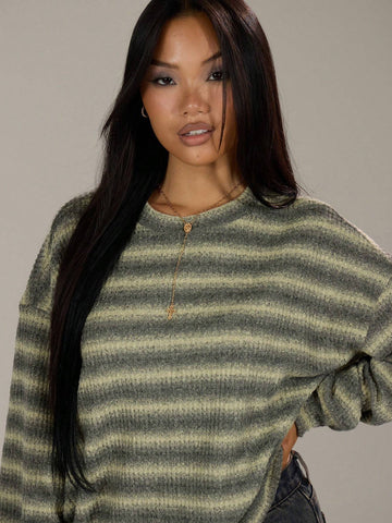 Oversized Crew Neck Striped Jumper Spring Casual Y2k 90's Stripe Oversized Sweater