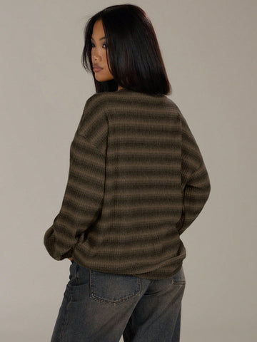 Oversized Crew Neck Striped Jumper Spring Casual Y2k 90's Stripe Oversized Sweater
