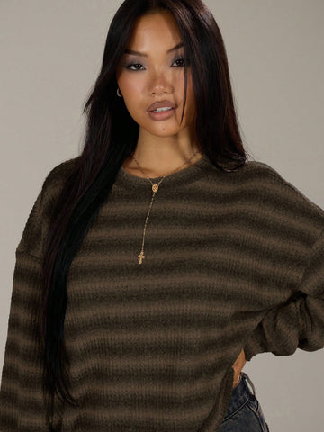 Oversized Crew Neck Striped Jumper Spring Casual Y2k 90's Stripe Oversized Sweater