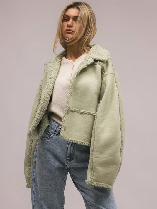 MUSERA Shearling Suede Collared Jacket