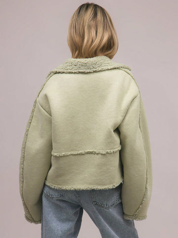 MUSERA Shearling Suede Collared Jacket