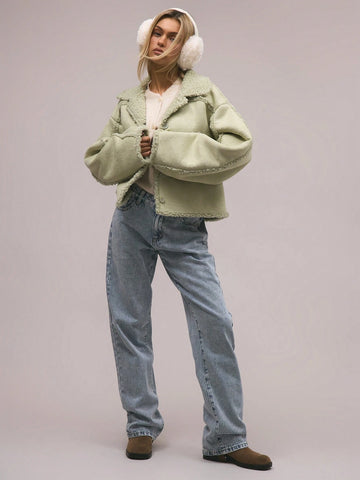 MUSERA Shearling Suede Collared Jacket