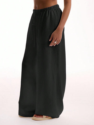 Textured Linen Feel Tie Waist Trouser