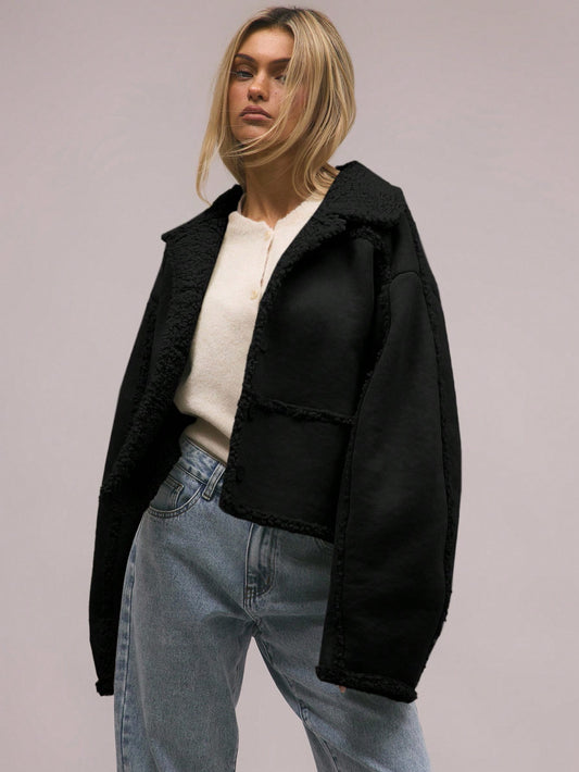 MUSERA Shearling Suede Collared Jacket