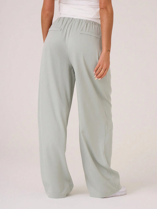 Woven Contrast Waistband Tailored Trousers