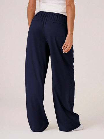 Woven Contrast Waistband Tailored Trousers