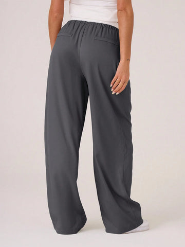 Woven Contrast Waistband Tailored Trousers