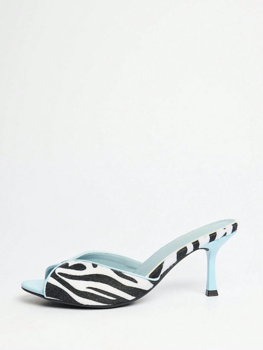 Zebra Print Heeled Sandals