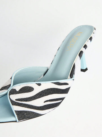 Zebra Print Heeled Sandals