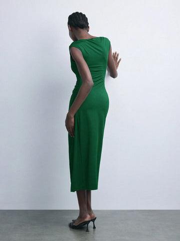 Women's Asymmetrical Design Metal Decor Versatile Modern Urban Casual Fashion Dress