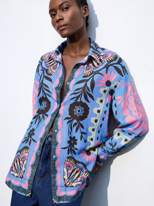 Contrast Casual Summer Boho Vacation Holiday Blouse