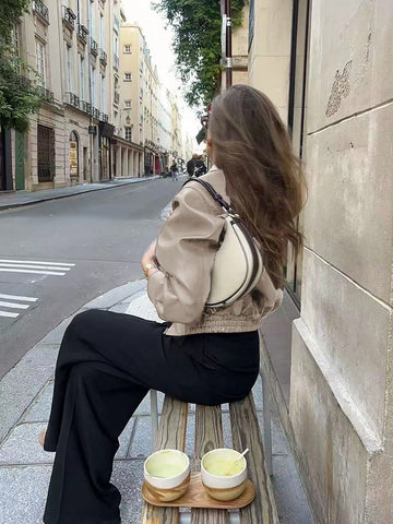 Casual Chic Lapel Zipper Wine Red Leather Jacket