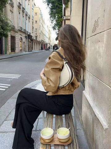 Casual Chic Lapel Zipper Wine Red Leather Jacket