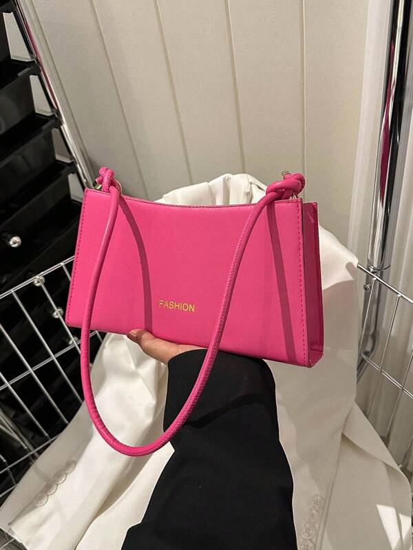 Mini Neon Pink Chevron Detail Flap Chain Square Bag