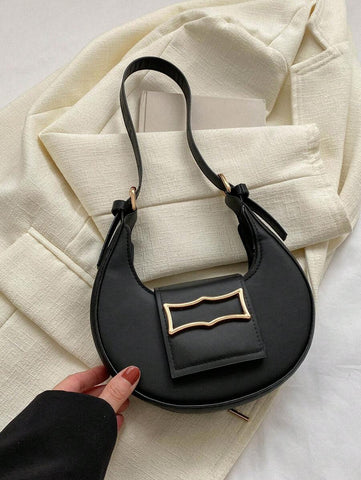 Mini Geometric Decor Contrast Binding Hobo Bag