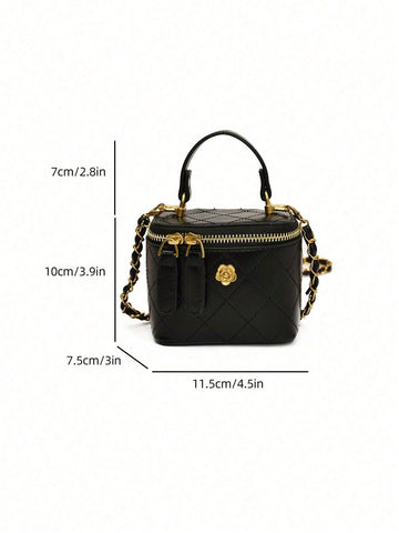 Mini Women Rhombus Embroidery Bucket Tote Shoulder Bag