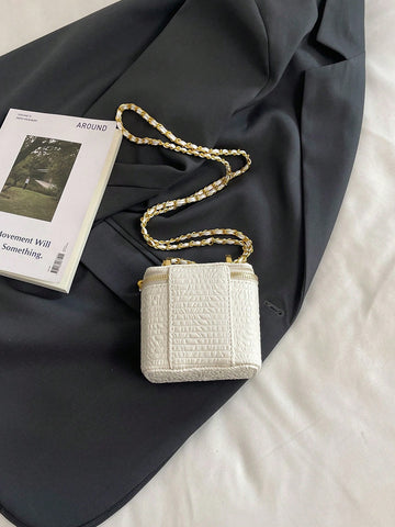 Mini Women Rhombus Embroidery Bucket Tote Shoulder Bag