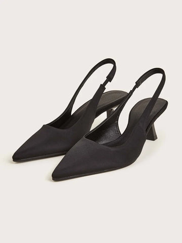 Minimalist Point Toe Heeled Slingback Pumps