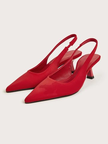 Minimalist Point Toe Heeled Slingback Pumps